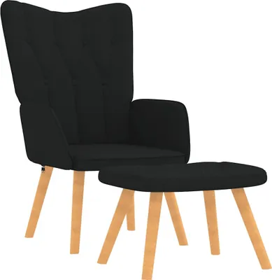 Obrázek produktu pro vidaXL Relaxační křeslo s taburetem Černá látka