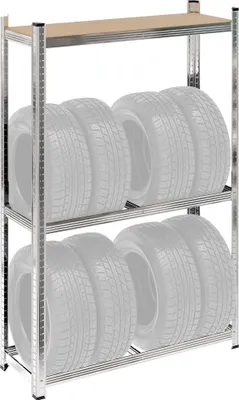Produktbild von Wiltec Reifenregal – 180 x 120 x 40 cm – bis 795 kg – für 8 Reifen – aus Stahl – Werkstattregal Lagerregal Reifenständer Schwerlastregal