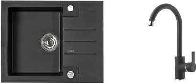 Zdjęcie produktu dla Zlewozmywak granitowy z baterią ALVEUS Rock 30 Carbon 91 595x475 mm + bateria Tonia SETA054
