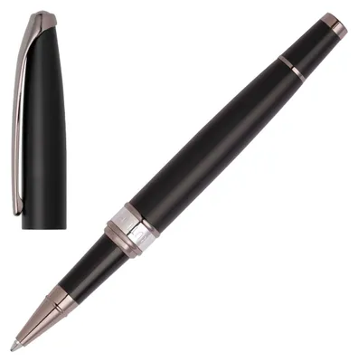 Produktbild von Cerruti Abbey Tintenroller Matt Schwarz, Ø 12mm, 139mm Höhe, mit Chrom- und Gunmetal-Finish