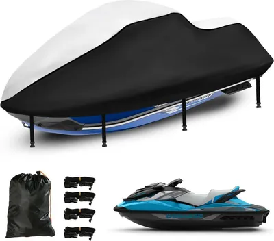 Produktbild von Bootsplane 420D Oxford Wasserdicht Abdeckplane für Jetski 292-305CM Silber Schwarz
