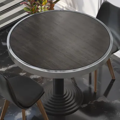 Produktbild von BRASIL | Gastro Tischplatte | Ø 50 cm | Wenge | Chrom Rand | Rund | Gastro Tischplatte