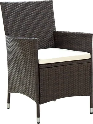 Zdjęcie produktu dla VidaXL 316687, Taras, Obite siedzisko, Poliester, Technorattan, Stal, Kremowy, Biały, 610 mm, 600 mm