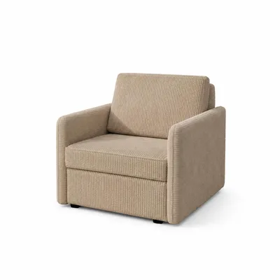 Productafbeelding van Sessel ARIA met slaapfunctie, afmetingen 95 x 84 x 95 cm, bekleed met beige cordura. Ligvlak: 83 x 190 cm