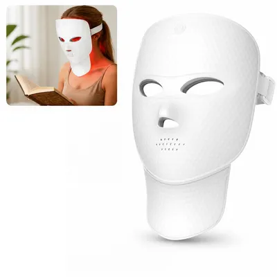 Produktbild von Kabellose LED-Beauty-Maske, 7 Lichtfarben, in 2 Std. aufladbar, für Gesichtspflege zu Hause und unterwegs, Weiß