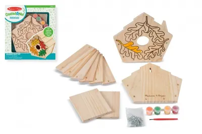 Produktbild von Melissa & Doug Build-Your-Own Wooden Birdhouse, Kinder-Bastelkit, Bürste, Farbe, Platten, Schrauben, Junge/Mädchen, 4 Jahr(e), Kinder, Braun, Grün, Orange, Gelb