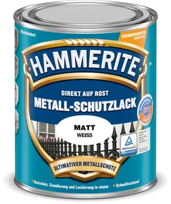 Produktbild von Hammerite Metallschutzlack Matt, 3in1 - Rostschutz, Weiss, 750 ml