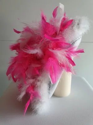 Produktbild von N3-57-58 weiß mit Silberborte und pink-weißer Boa Kinder-Damen-Herren Funkenhut Gr.57-58