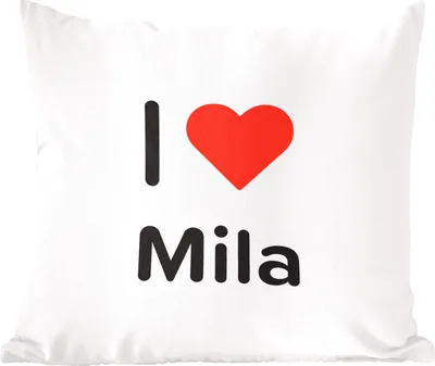 Produktbild von MuchoWow® Zierkissen Sofakissen Wohnzimmer Dekokissen 45x45 cm Ich liebe - Mila - Mädchen - Schlafpolster - Polster für das Sofa