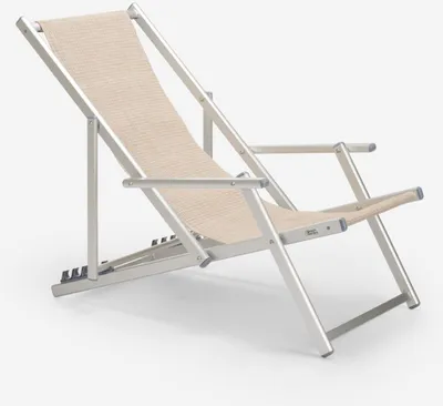 Image de Sea Chaise longue de plage avec accoudoirs pliables en aluminium Riccione Gold Lux - Beige