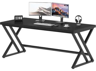 Productafbeelding van Bureau, metaal en hout, zwart, 152x60x75,5 cm