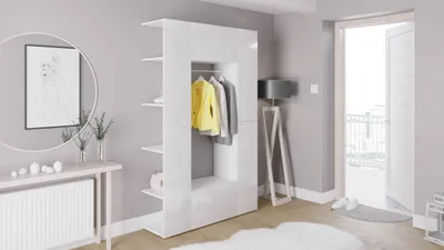 Produktbild von Flurgarderobe Garderoben Set Diele CUBE 3 weiß / weiß Hochglanz