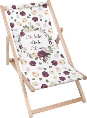 Produktbild von Dreamroots Liegestuhl klappbar Holz,  bis zu 130 kg, Sonnenliege klappbar mit 3-stufiger Neigungsregulierung der Rückenlehne, Ich Liebe Dich Mama