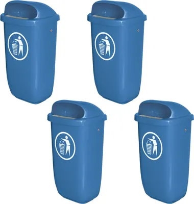 Produktbild von 4 Abfallbehälter/Papierkorb für den Außenbereich, 50 Liter, nach DIN 30713, blau