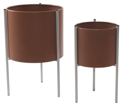 Produktbild von Blumentopfhalter aus weißem Metall, Set mit 2 Stück, Ø25H35 cm