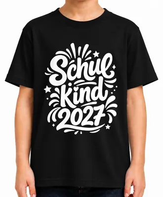 Produktbild von Schulkind 2027 Einschulung Erster Schultag Erstklässler Schultüte Kinder T-Shirt, Schwarz, 116