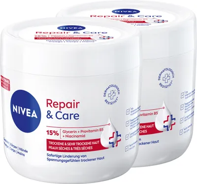 Produktbild von NIVEA Repair & Care Creme 2 x 400 ml 72h Feuchtigkeit