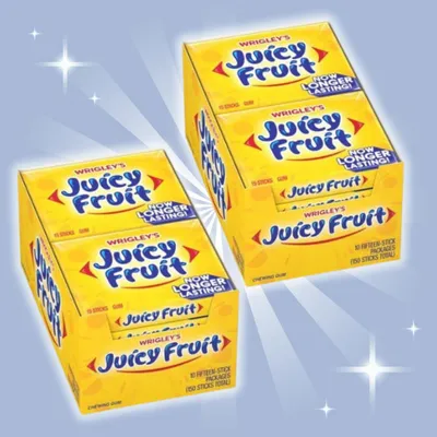 Produktbild von 20x Wrigley’s Juicy Fruit Original Kaugummi – 20x37,5 g – Klassischer fruchtiger Kaugummi-Geschmack+Heartforcards Versandschutz