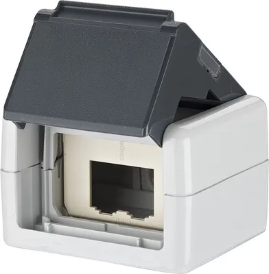 Produktbild von METZ CONNECT Modul IP44 AP-Gehäuse grau unbestückt für 2 Module