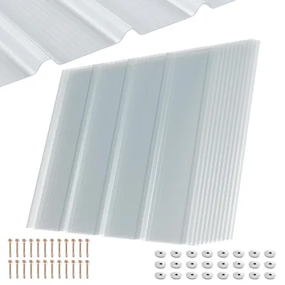 Produktbild von Peviasot 10er Set FRP Lichtplatten 90x80 cm, 1 mm Trapez-Wellplatten klar, UV-Schutz, hagelfest & wetterfest, inkl. Schrauben für Terrassendach Carport