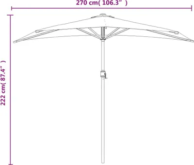 Zdjęcie produktu dla vidaXL Parasol balkonowy z aluminiowym drążkiem Taupe 270x144 cm Półokrągły