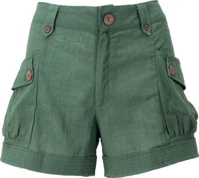 Produktbild von Shorts Boho-chic, Kurze Hose Leinenlook - Grün, Damen, Baumwolle, Größe: XL