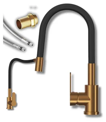 Produktbild von Granitan | GRADO - Küchenarmatur - Flexibler Auslauf - 360° schwenkbar - Gold - Messing - Keramikkopf
