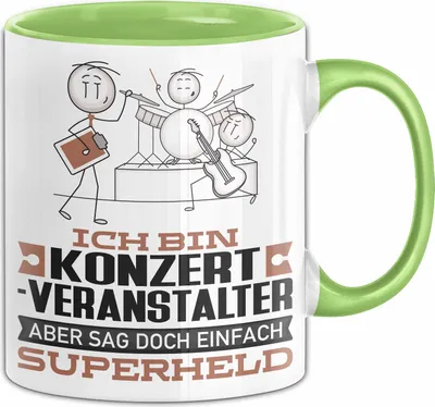 Produktbild von Konzertveranstalter Geschenk Tasse Ich Bin Konzertveranstalter Aber Sag Doch Einfach Superheld Lustige Geschenkdiee für Konzertveranstalter Kaffee-Becher (Grün)