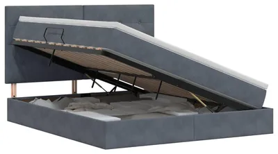 Produktbild von vidaXL Aufbewahrungsbett mit Matratze Dunkelgrau 180 x 200 cm Samt