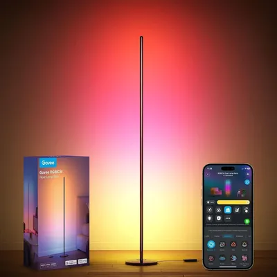 Obrázok produktu pre Govee RGBIC LED stojacia lampa do obývačky, WiFi stmievateľná stojacia lampa, spolupracuje s Alexa a Google Assistant, 16 miliónov farieb, čierna