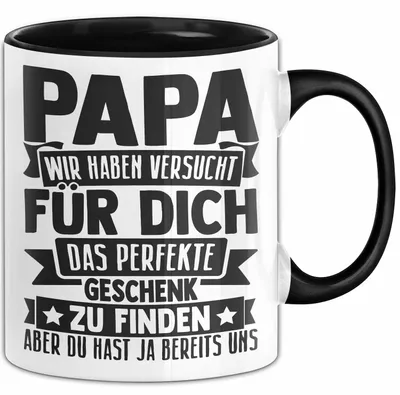 Produktbild von Papa Tasse Geschenk Von Kindern Sohn Tochter Vater Geschenkidee Zum Vatertag Wir Haben Versucht Für Dich Das (Schwarz)