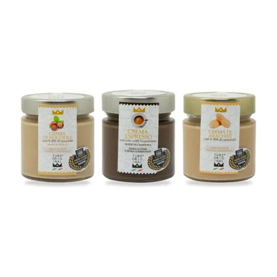 Produktbild von TubeORIGINAL Geschenkset „Colazione Italiana“ – Haselnusscreme 190 g, Espressocreme 250 g, Erdnusscreme 250 g