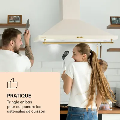 Image de Klarstein Hotte Aspirante 90 cm, Hotte Aspirante Silencieuse, Hotte de Cuisine 90cm, LED, Débit d'Air Puissant 591.5m³/h, Filtres à Graisse, Efficacité Energétique Classe A, Hotte avec Évacuation