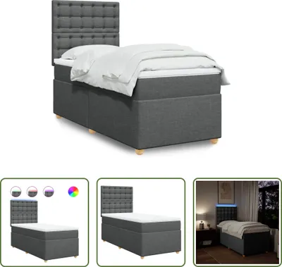 Produktbild von The Living Store Boxspringbett mit Matratze Dunkelgrau 90x190 cm Stoff