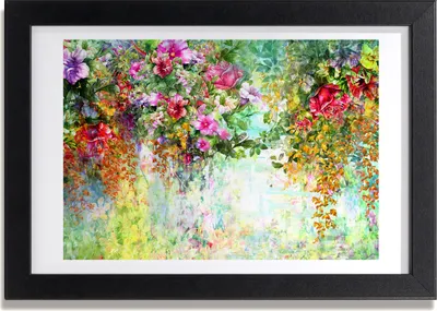 Produktbild von Bild 30x20 MDF-Rahmen, Wandkunst Mehrfarbige Blumen