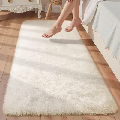 Immagine prodotto di Tappeto per corridoio o camera da letto, colore crema, 80x300 cm, altezza del pelo 4 cm, lavabile, antiscivolo