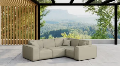 Productafbeelding van Kaiser Möbel, hoekbank voor buiten, model MALIBU, geschikt voor de tuin, het terras of de patio, comfortabel en ruim. Hoekbank voor buiten, model ODYSSEY, in donkerbeige, rechts