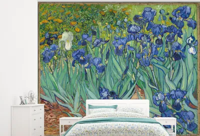 Produktbild von MuchoWow® Fototapete für Wohnzimmer oder Schlafzimmer Wandtapete Vinyl Motivtapete Schwertlilien - Vincent van Gogh - 275x220 cm - Gemustert