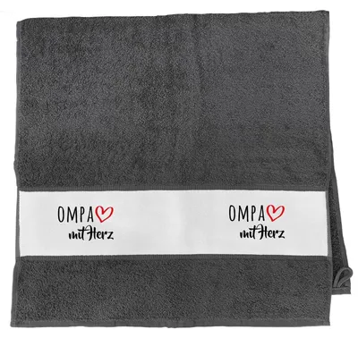 Produktbild von Huuraa Handtuch OMPA mit Herz 50x100cm Graphite Baumwolle Handtuch Geschenkidee