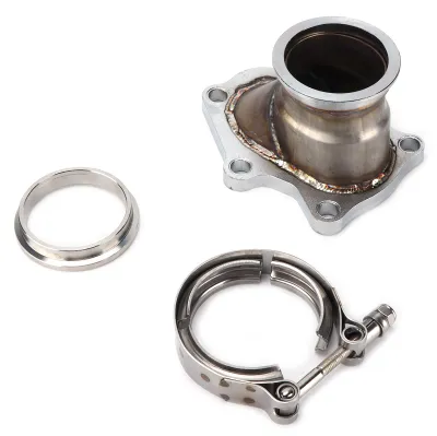 Image de Bride de tuyau de descente à 5 vis pour adaptateur de conversion à collier en V de 2,5 pouces, pièce de rechange pour turbocompresseur TD04 14412AA451