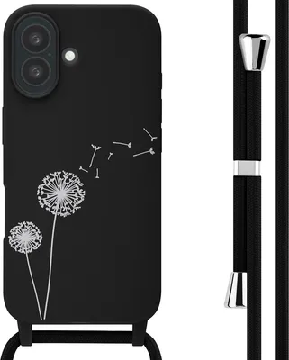 Produktbild von imoshion SilikonHülle design mit Band iPhone 16 - Dandelion Black