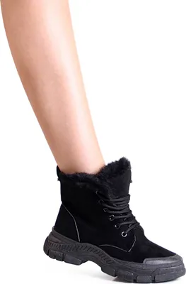 Produktbild von topschuhe24 2598 Damen Winter Velours Stiefeletten Warm Gefüttert, Farbe:Schwarz, Größe:39 EU