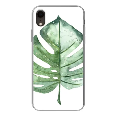 Produktbild von MuchoWow® Handyhülle Schutzhülle Hülle für iPhone XR Aquarell - Monstera - Blatt Silikon Softcase Handy Hülle - Schutzdeckel