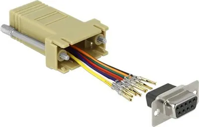 Produktbild von DELOCK D-Sub 9 Pin Buchse zu RJ45 Buchse Montagesatz grau