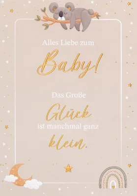 Produktbild von Geburt Baby unverpackte Glückwunschkarte mit Umschlag unisex das Große Glück ist manchmal klein
