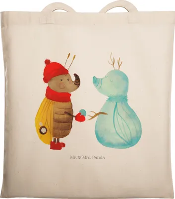 Produktbild von Mr. & Mrs. Panda Shopping Tasche Nachtfalter Schneemann - Transparent - Geschenk, Laptoptasche, Schnee, Stoffbeutel, Baumwollbeutel, Weihnachtsgruß, Weihnachten, Tote Bag