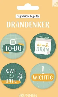 Produktbild von Brunnen Drandenker Magnete 4er-Set 'To Do, Save the Date, Wichtig, Denk dran' für Kühlschrank