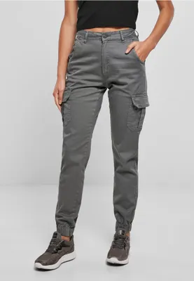 Produktbild von Urban Classics Ladies - High Waist Cargo Pants grau - XL