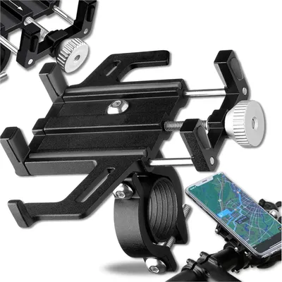 Image de Support universel pour téléphone portable sur le guidon, aluminium + bande silicone, 9x8.7x10 cm
