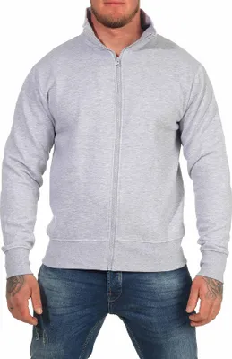 Produktbild von Mivaro Herren Sweatjacke Zipper Basic ohne Kapuze – Stehkragen Sweatshirt Jacke mit Reißverschluss aus Baumwolle - Regular Fit - Zipper Hoodie Look